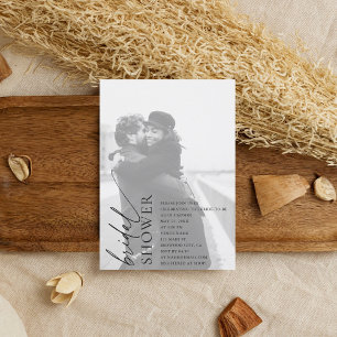 Minimale Foto Script Bridal Dusche Einladung