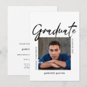 Minimale Foto Script Graduate Party Einladung (Vorne/Hinten)