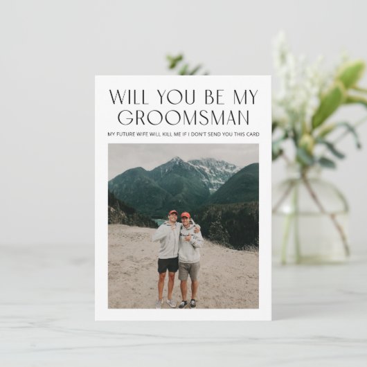 Minimale Foto Trauzeuge Vorschlagskarte Einladung (Stehend Vorderseite)