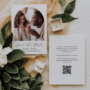 Minimale Fotoarchiv-Skript QR-Code Schwarz und Wei Save The Date
