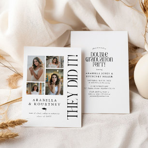 Minimale Fotocollage Doppel-Abschlussfeier Einladung