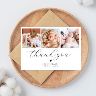 Minimale Fotocollage Elegante Babyparty Dankeskarte