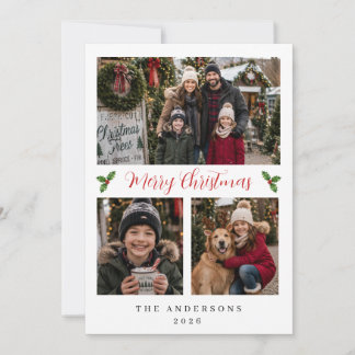 Minimale Fotocollage Weihnachtskarte Feiertagskarte