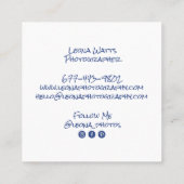 Minimale Fotografie moderner weißer Chic-Fotograf Quadratische Visitenkarte (Rückseite)