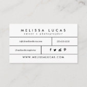 Minimale Fotografie-Visitenkarten Visitenkarte (Rückseite)