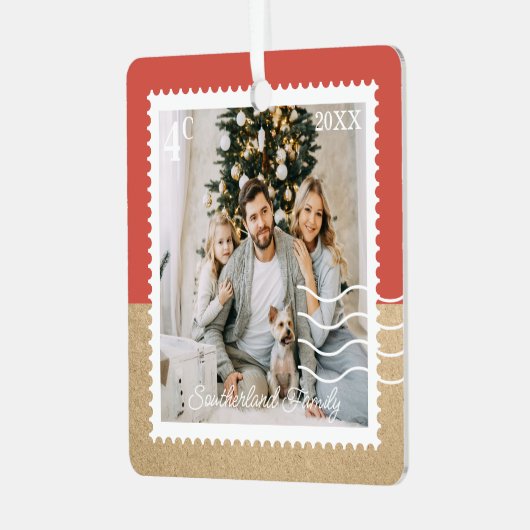 Minimale Fotos Portieren Briefmarke Personalisiert Ornament Aus Metall (Vorderseite links)