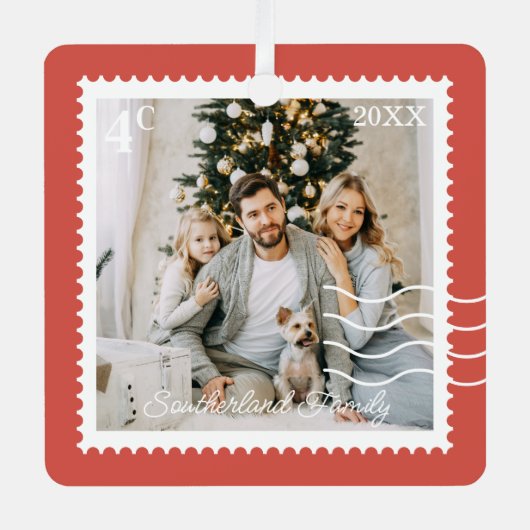 Minimale Fotos Portieren Briefmarke Personalisiert Ornament Aus Metall (Vorderseite)