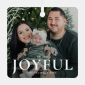 Minimale Freude Foto Weihnachten Ornament Aus Metall (Vorderseite)