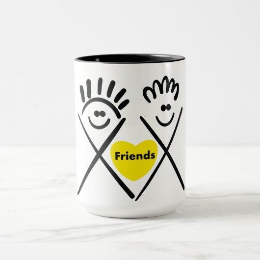 Minimale Freunde – Linienkunst Tasse (Zentrum)