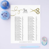 Minimale Friseur Preisliste Schwarz und Gold Flyer (Einzeln)