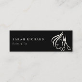 Minimale Friseurschere Schwarz/Weiß Mini Visitenkarte (Vorderseite)