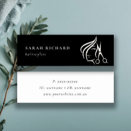 Minimale Friseurschere Schwarz/Weiß Mini Visitenkarte