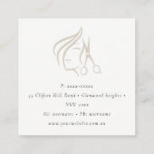 Minimale Friseurschere Schwarz/Weiß Quadratische Visitenkarte (Rückseite)