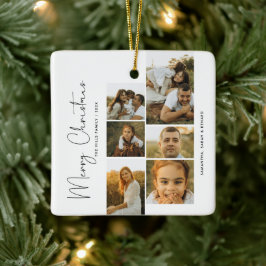 Minimale Frohe Weihnachten Schrift Familie 6 Fotos Keramikornament