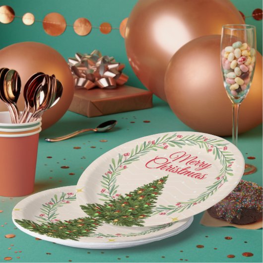 Minimale Frohe Weihnachtsfeier Gestaltung Pappteller (Multi)