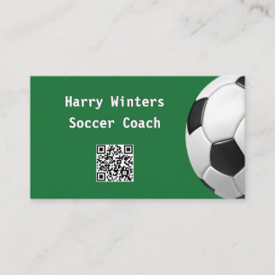 Minimale Fußball-Grün-QR-Code-Fußballtrainer Visitenkarte