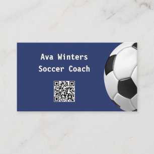 Minimale Fußballblauer QR-Code Fußballtrainer Visitenkarte