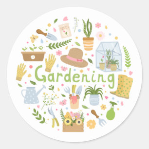 Minimale Gartenschablone-Kleber botanische Vibes Runder Aufkleber