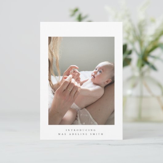 Minimale Geburtsankündigungskarte RSVP Karte (Stehend Vorderseite)