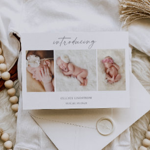 Minimale Geburtsanzeige mit Baby-Foto Einladung