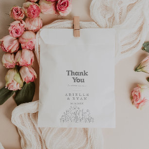 Minimale gedämpfte graue Wildblumen Dankeschön-Hoc Geschenktütchen