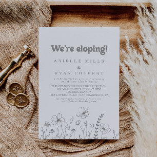 Minimale gedämpfte graue Wildblumen-Elopement-Reze Einladung