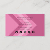 Minimale geometrische soziale Medien Icons Pink Om Visitenkarte (Rückseite)