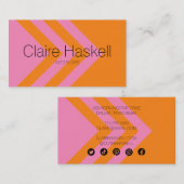 Minimale geometrische soziale Medien-Symbole Orang Visitenkarte (Vorne/Hinten)