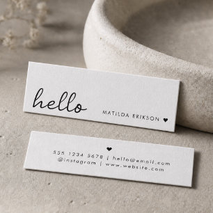 Minimale Geschäftskarten   Simple Hello Weiße Mini Visitenkarte