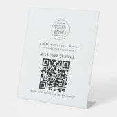 Minimale Geschäftslogo-Scan-QR-Code Sockelschild (Vorderseite)
