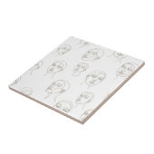 Minimale Gesichtslinienzeichnung einer Frau (3) Fliese (Seite)