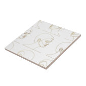 Minimale Gesichtslinienzeichnung einer Frau (4) Fliese (Seite)