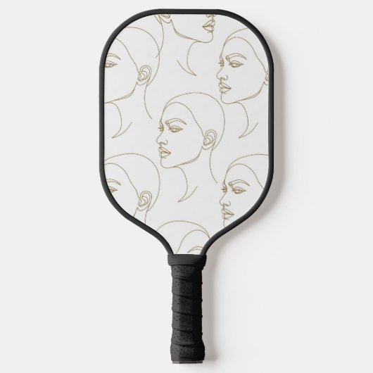 Minimale Gesichtslinienzeichnung für Frauen (1) Pickleball Schläger (Vorderseite)