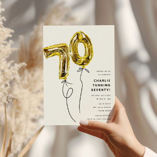 Minimale Gold 70 Luftballon 70. Geburtstagsfeier Einladung