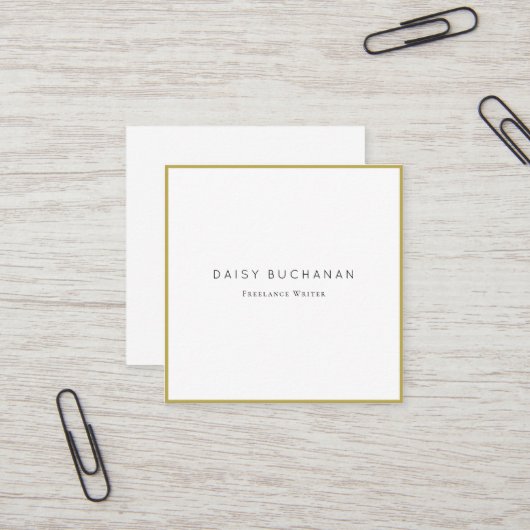 Minimale Gold Frame Square Business Card Quadratische Visitenkarte (Vorderseite/Rückseite Beispiel)