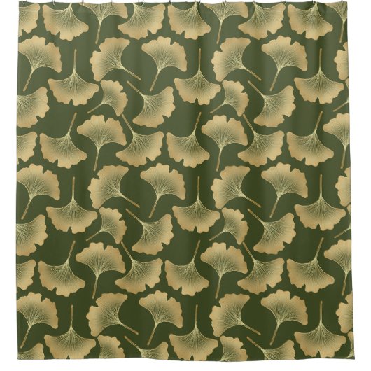Minimale Gold-Ginkgo-Muster Duschvorhang (Vorderseite)