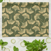 Minimale Gold-Ginkgo-Muster Geschirrtuch (Gefaltet)