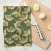 Minimale Gold-Ginkgo-Muster Geschirrtuch (Viertel Falte)