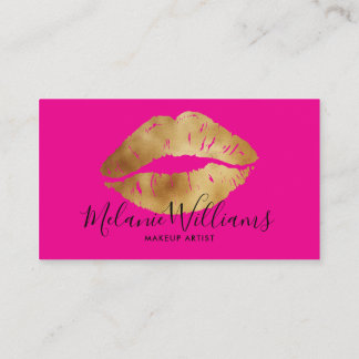 Minimale Gold Lips Business Card für Makeup Artist Visitenkarte