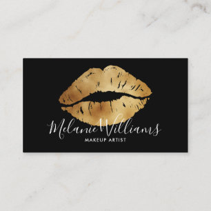 Minimale Gold Lips Business Card für Makeup Artist Visitenkarte