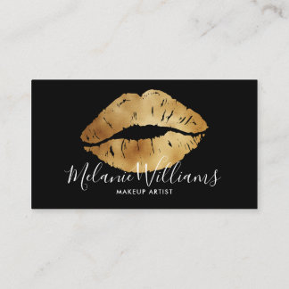Minimale Gold Lips Business Card für Makeup Artist Visitenkarte