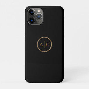 Minimale Gold-Monogramm auf SCHWARZ Case-Mate iPhone Hülle