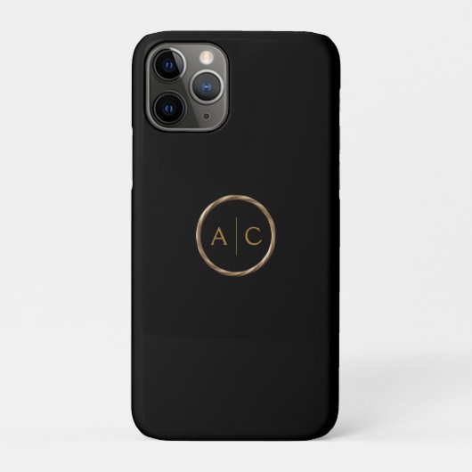 Minimale Gold-Monogramm auf SCHWARZ Case-Mate iPhone Hülle (Rückseite)