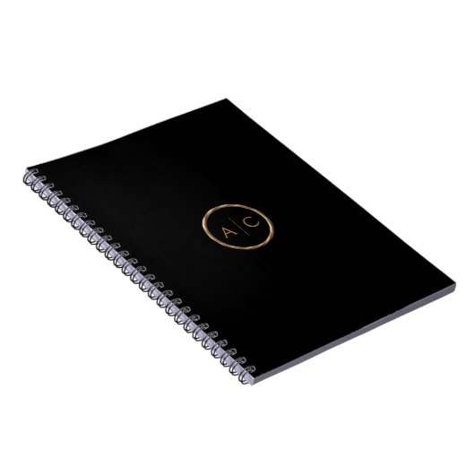 Minimale Gold-Monogramm auf SCHWARZ Notizblock (Rechte Seite)