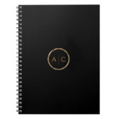 Minimale Gold-Monogramm auf SCHWARZ Notizblock (Vorderseite)