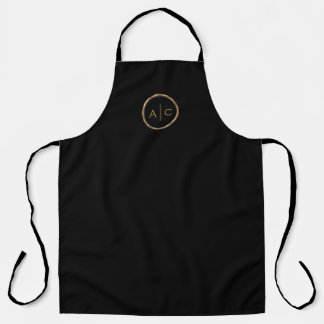 Minimale Gold-Monogramm auf SCHWARZ Schürze