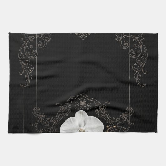 Minimale Gold-Orchideen-Hochcouture-Platzmatte  Geschirrtuch (Horizontal)