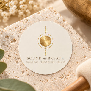 Minimale Gold-Soundheilung & Atemarbeit  Runder Aufkleber