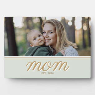 Minimale Gold- und Salbeigrüne Mom Established-Fot Fotoplatte