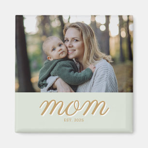 Minimale Gold- und Salbeigrüne Mom Established-Fot Magnet